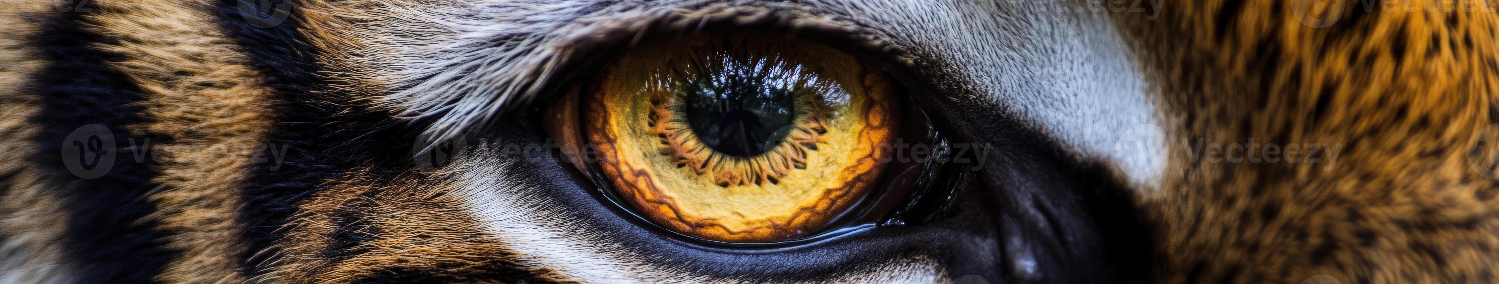 Close-up of a single tiger eye highlighting its vibrant colors photo