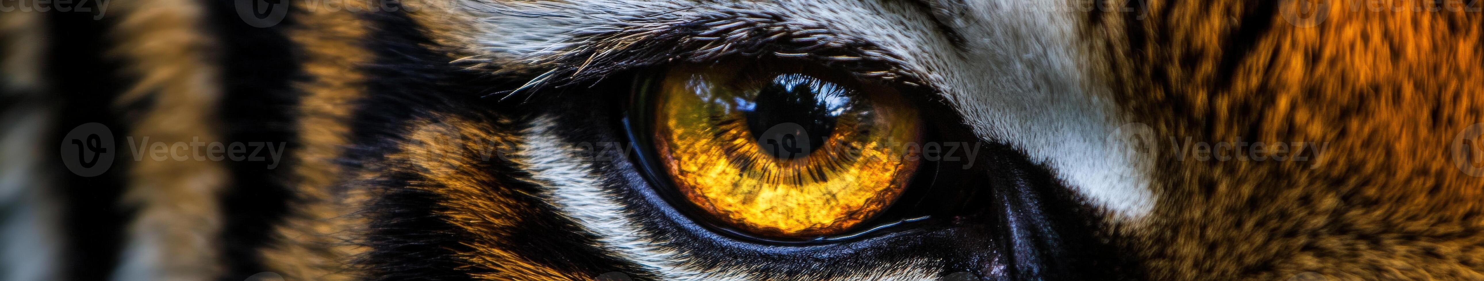Close-up of a tiger eye showing vibrant colors and intricate patterns photo