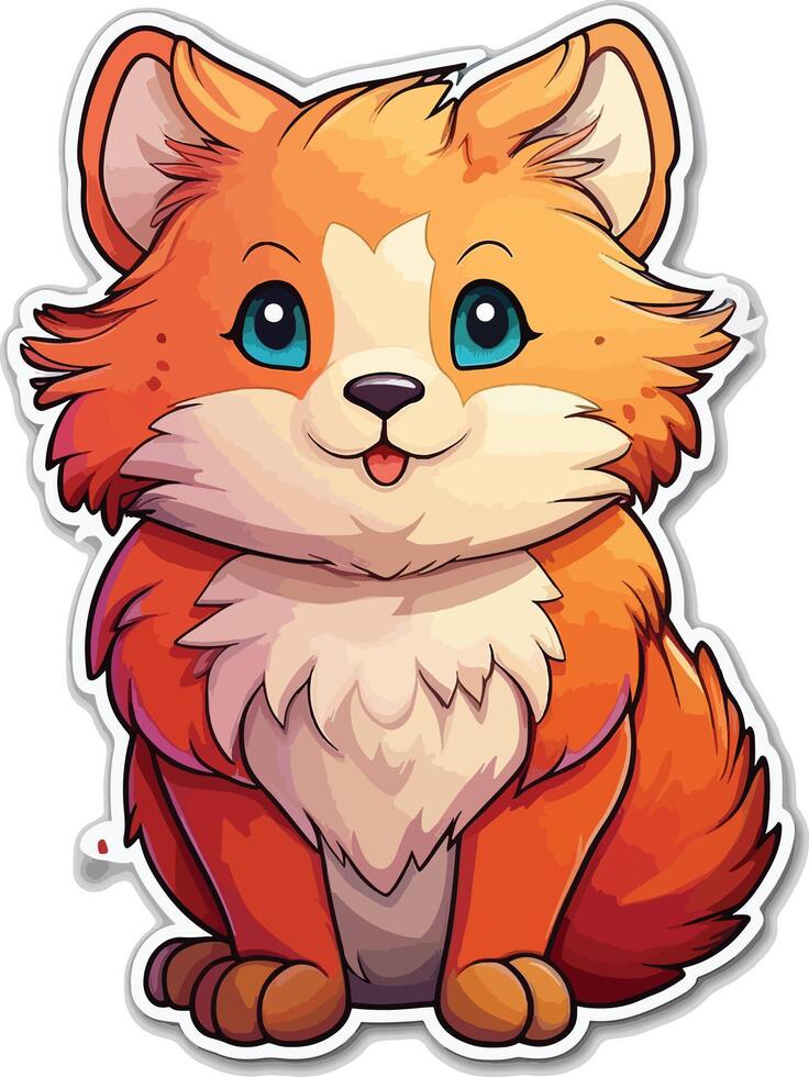 cute red cat shows hello everything is super cat character hand drawn style sticker emoji vector