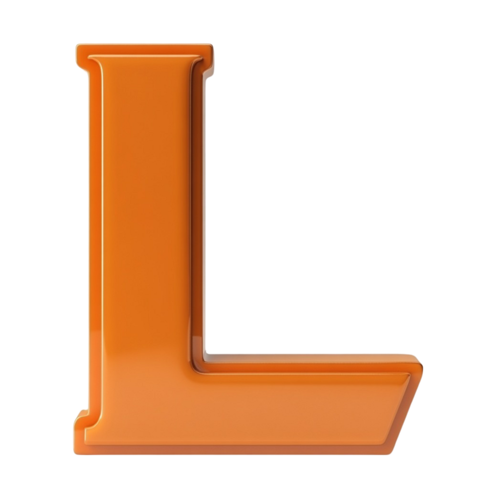 3D Orange Letter L on Transparent Background. png