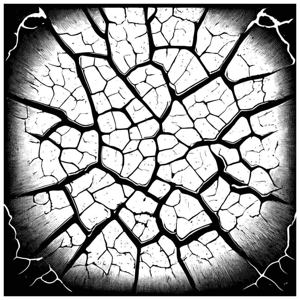 Cracked Texture Design in Black and White vector