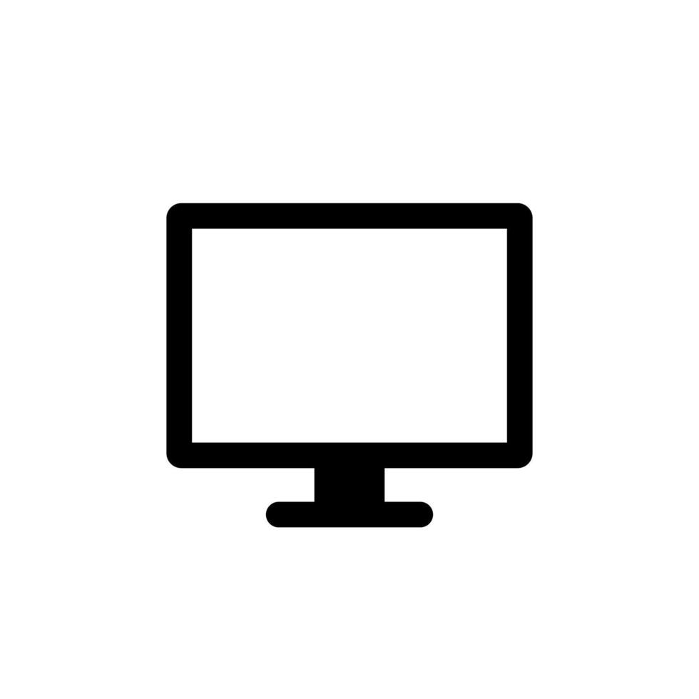 Monitor computer icon isolated on white background. Pc desktop screen sign symbol vector