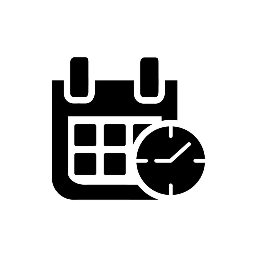 black calendar and clock icon vector