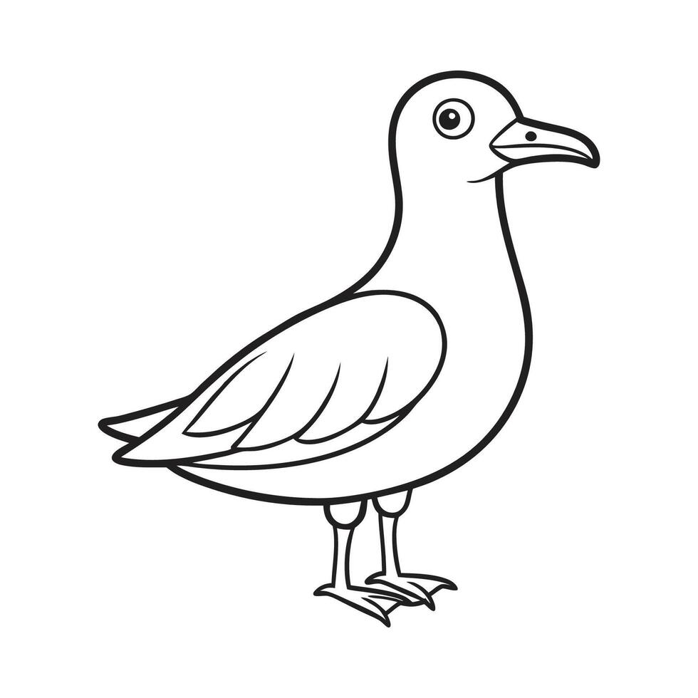 A black and white drawing of a seagull bird vector