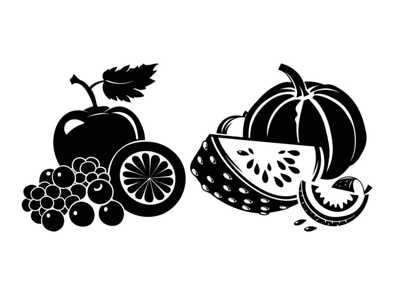 Summer Healthy Fruit Silhouette. vector