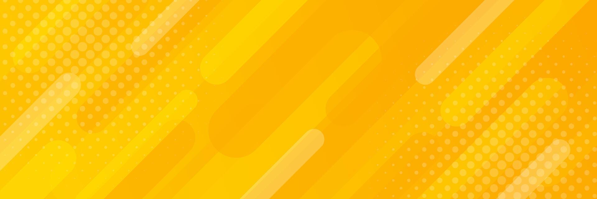 Modern abstract dynamic banner background with Memphis elements in yellow and orange gradients. geometric graphic design vector