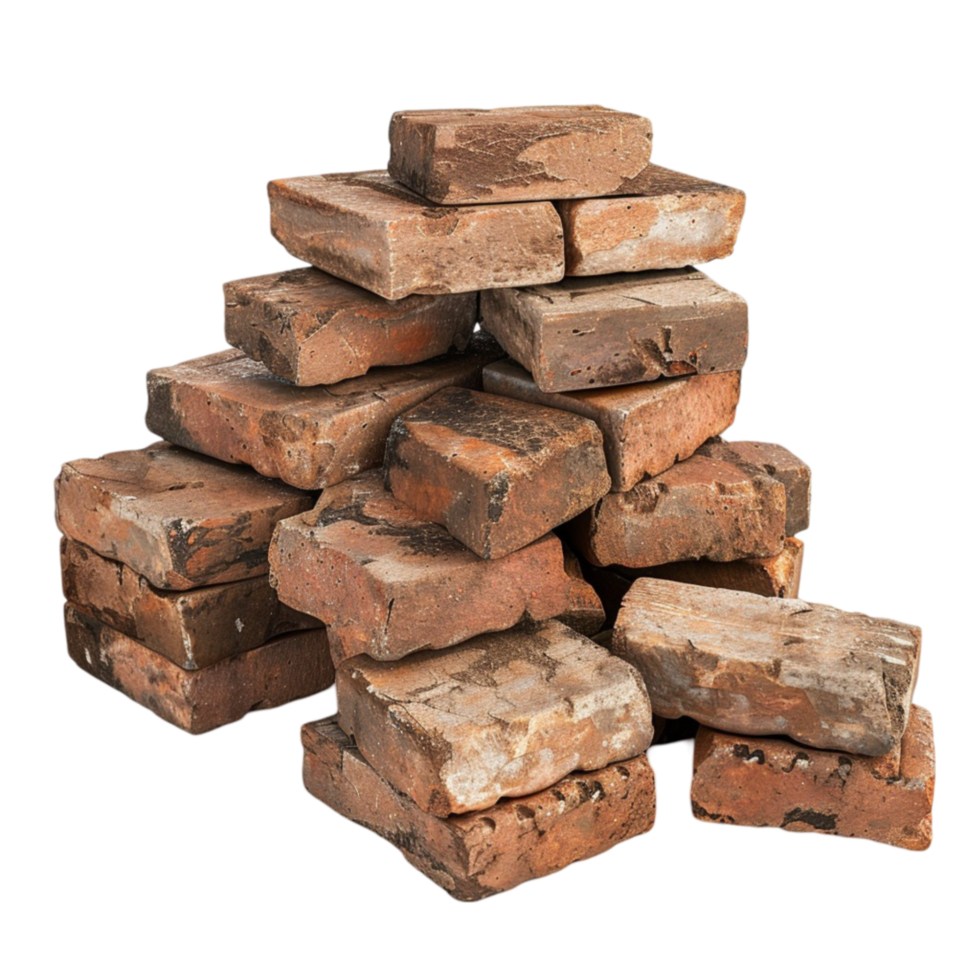 Stack of Bricks on Transparent Background. png