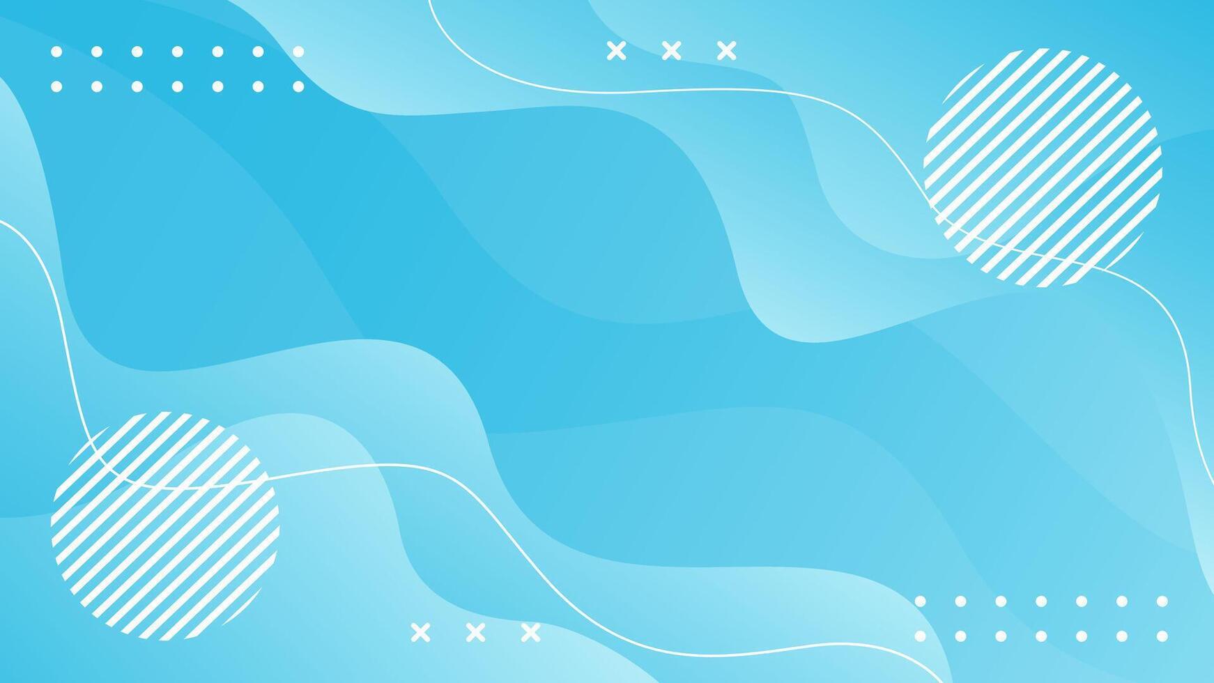light blue gradient abstract wavy background with geometric shapes. Modern dynamic wallpaper vector