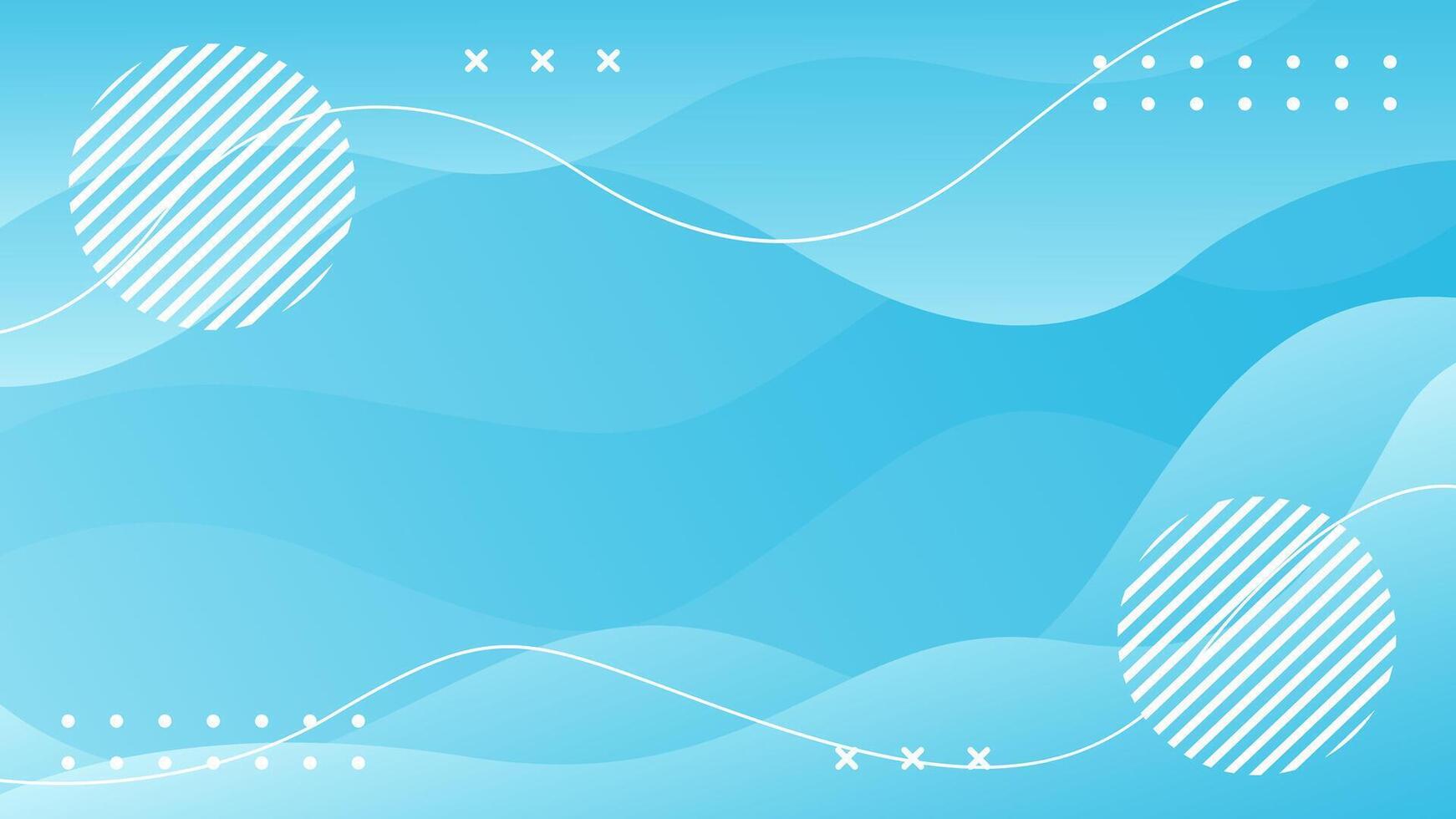 Modern light blue gradient wavy background with geometric shapes. dynamic wallpaper vector