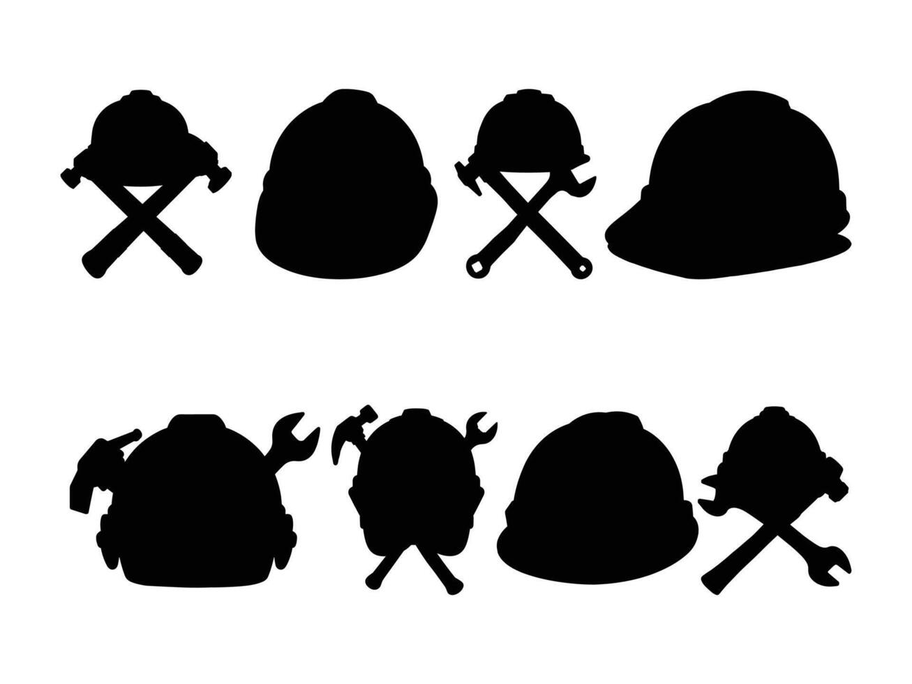 Hard Hat silhouette with Construction Tools - Industrial Safety Helmet Illustration. vector