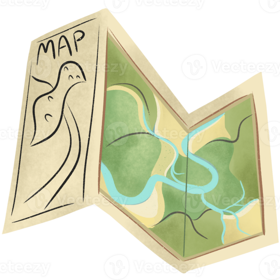 Folded map paper png