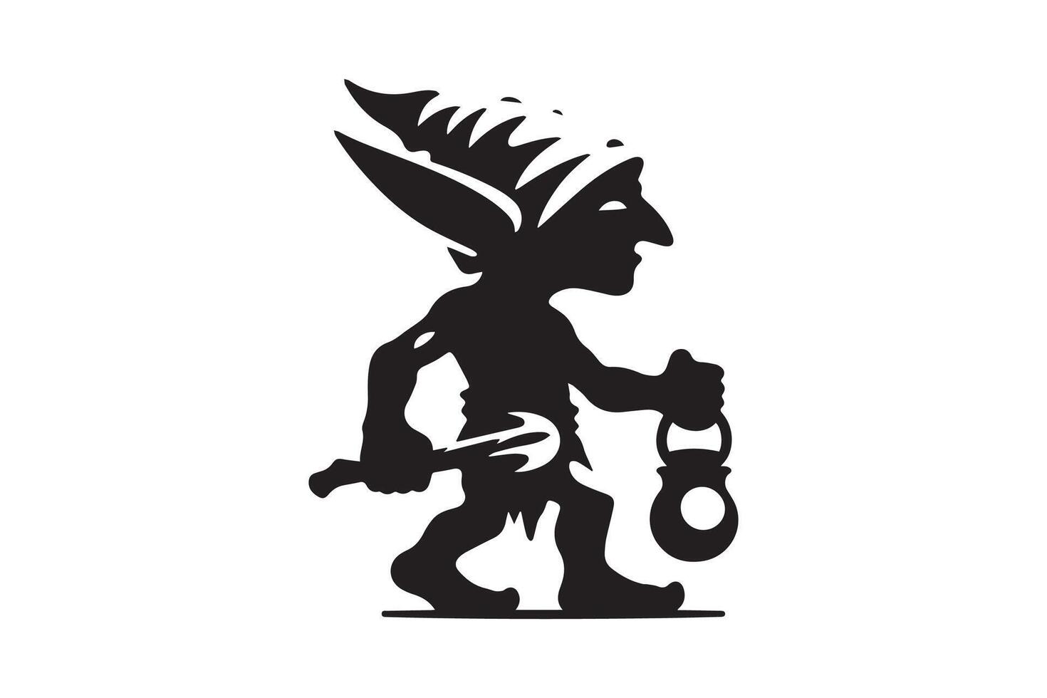 A black and white logo of a gnome holding a key vector