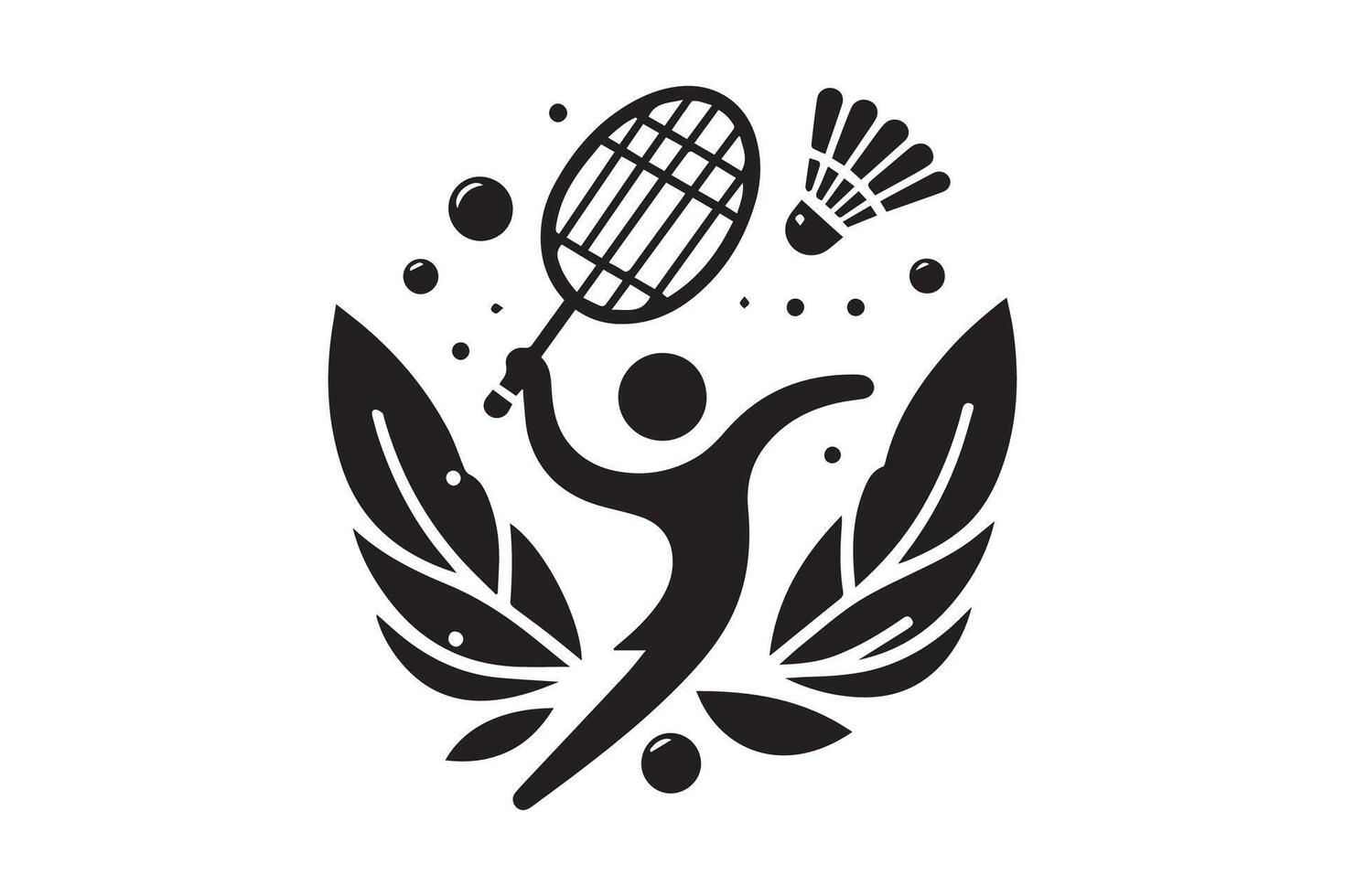 Badminton logo design with a man playing a racket vector