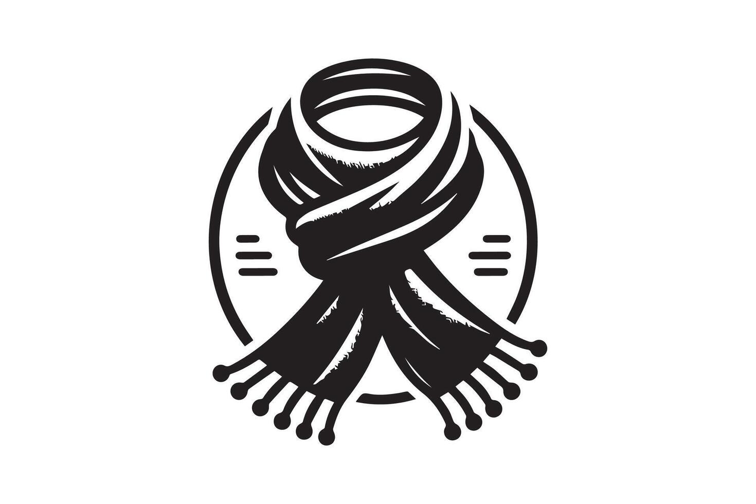 A black and white drawing of a scarf vector