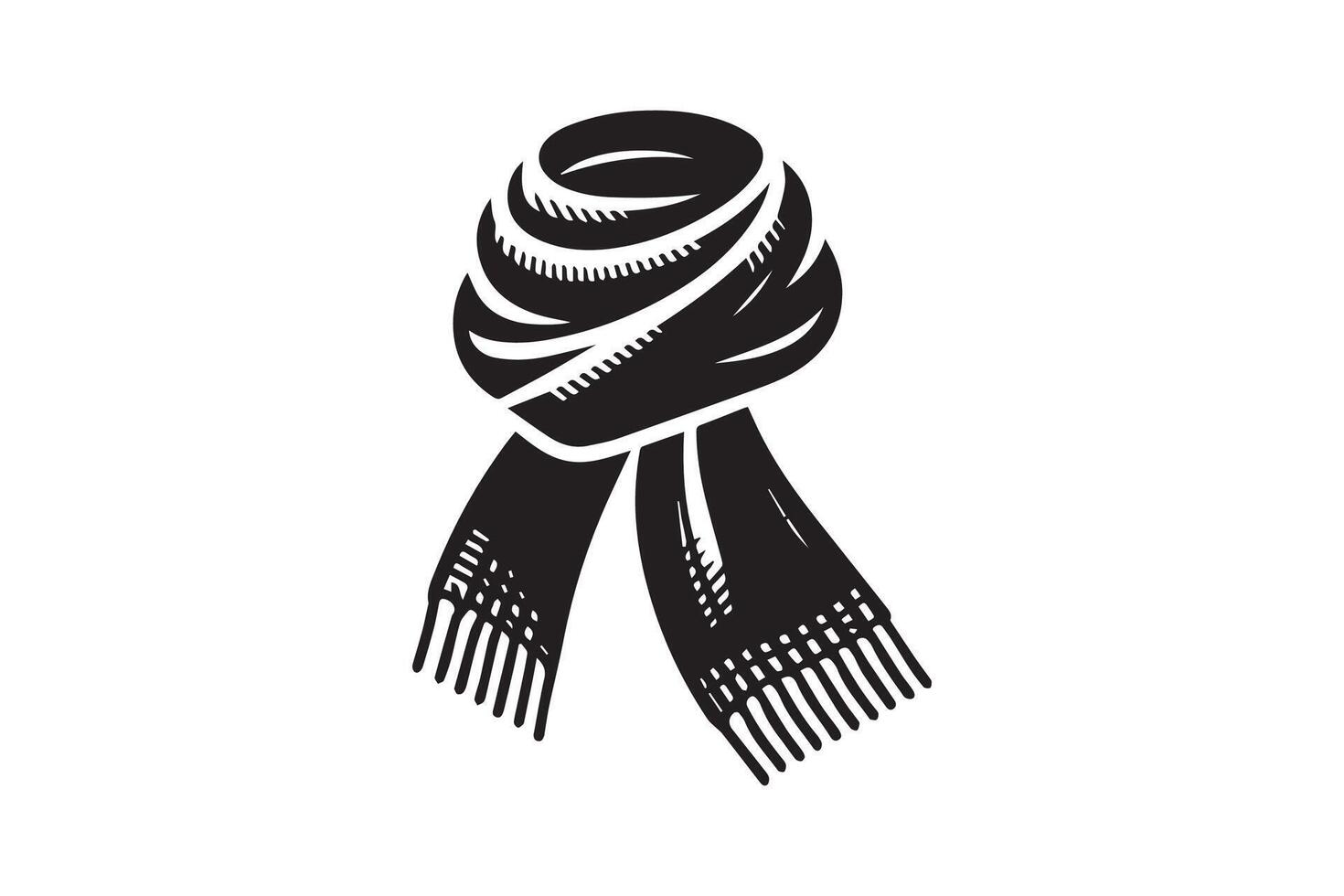 A black and white illustration of a scarf vector