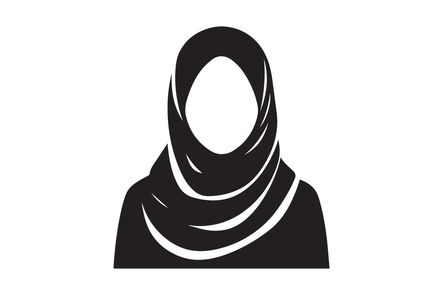 A black and white silhouette of a woman wearing a hijab vector