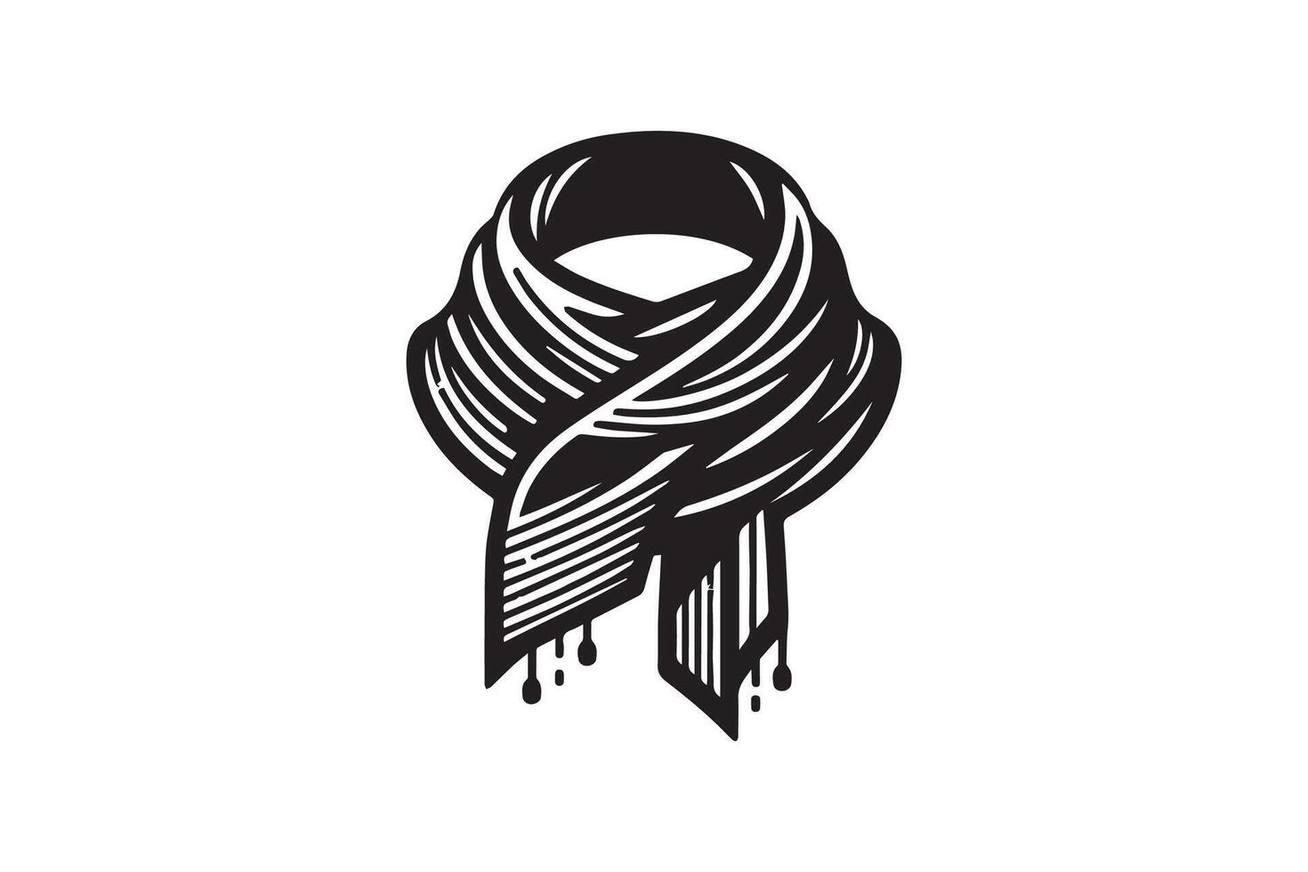 A black and white logo for a scarf vector