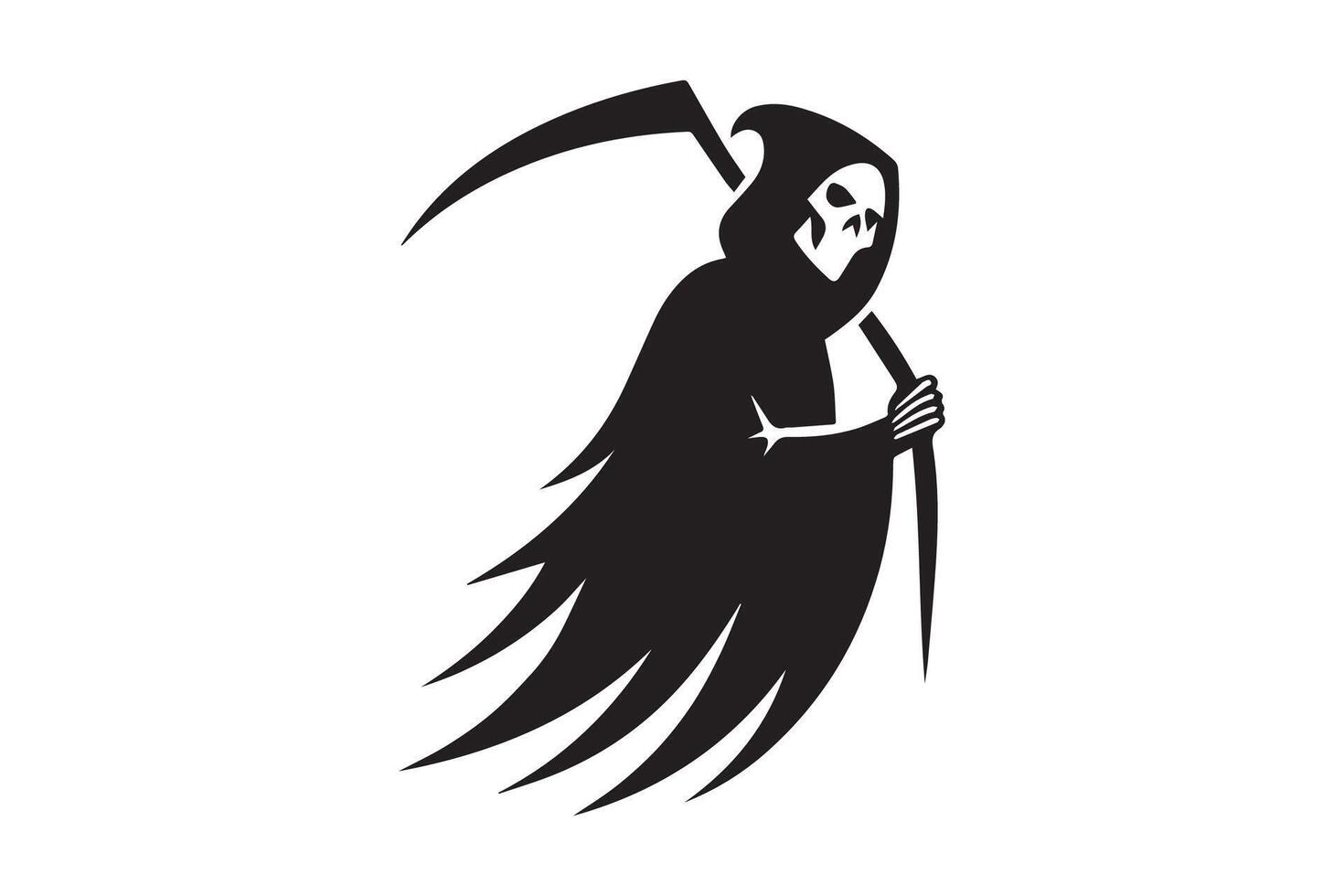 A black and white illustration of a grim reaper vector
