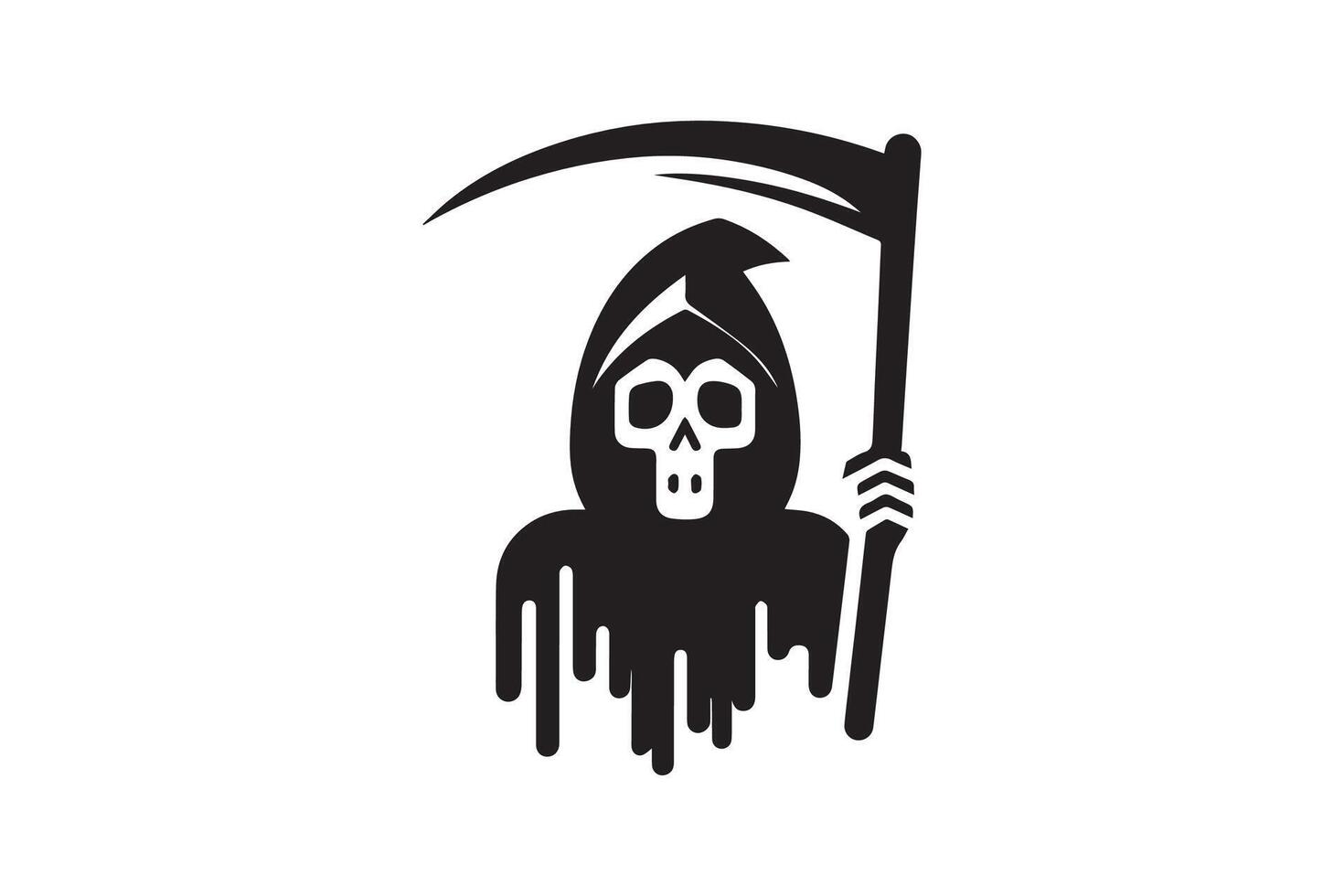 A black and white image of a grim reaper holding a scythe vector