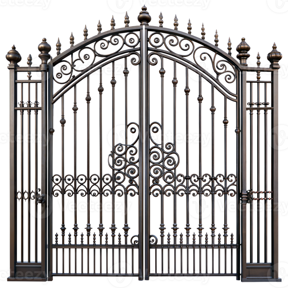 Decorative wrought iron gate isolated on transparent background png