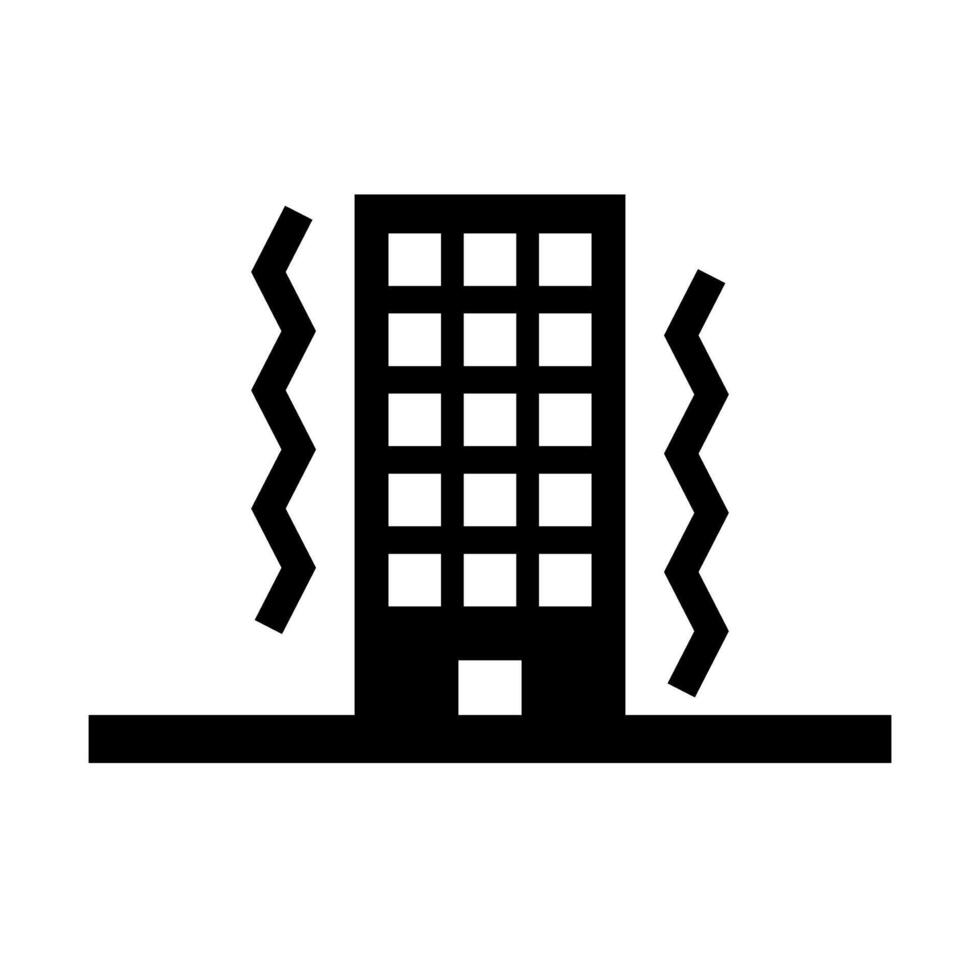 Earthquake and building silhouette. vector