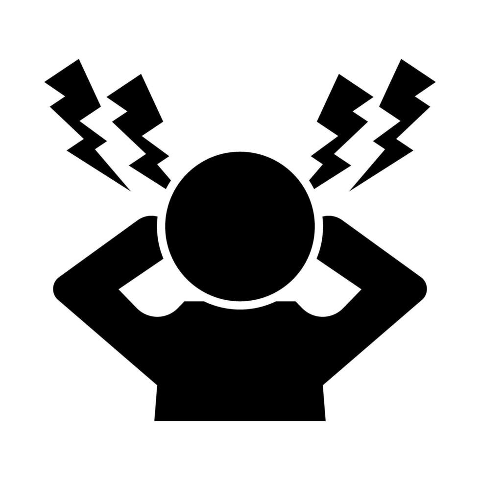 Headache silhouette icon. Migraine silhouette icon. vector