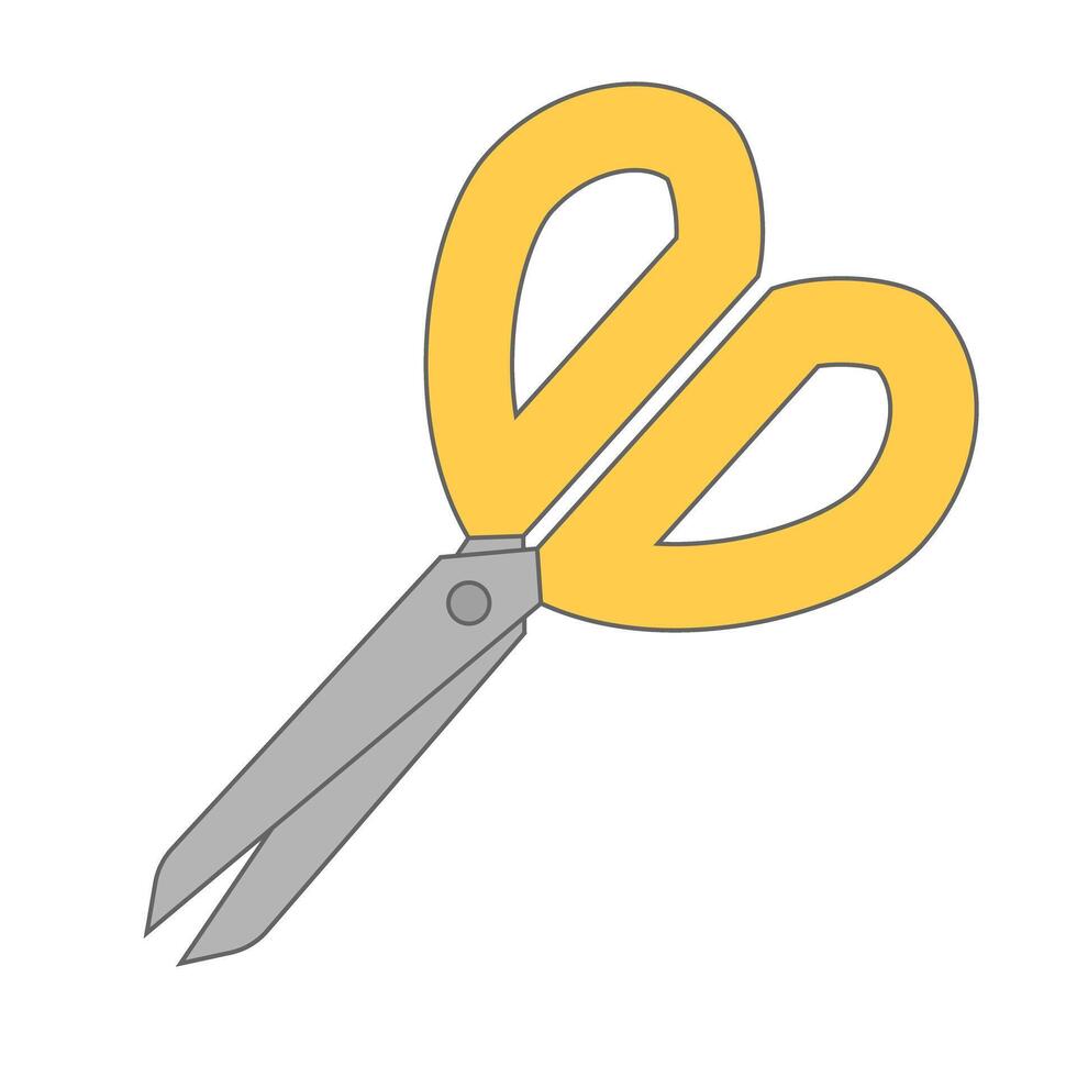 Simple yellow scissors icon. vector