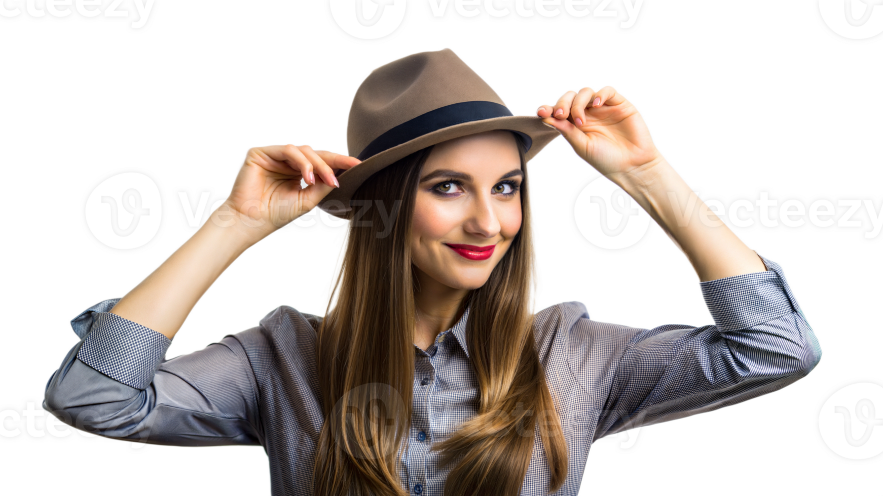 Woman tipping hat isolated on transparent background png