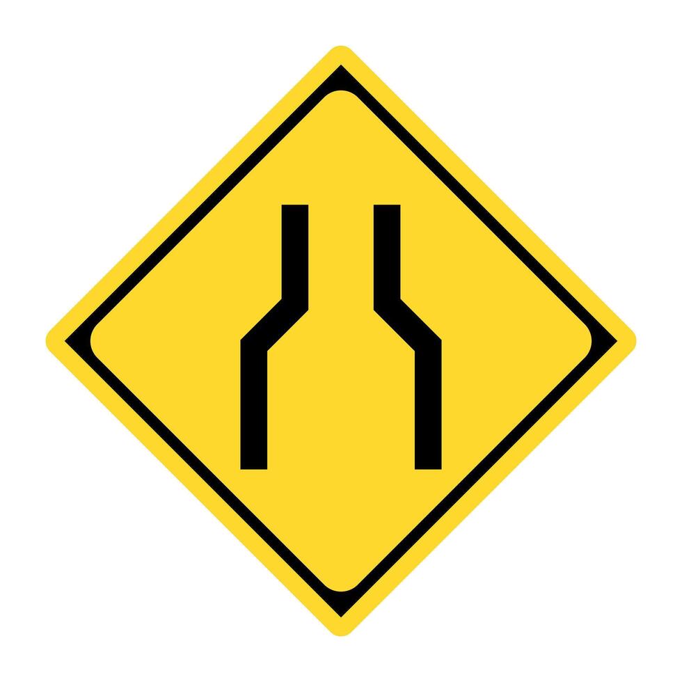 Road narrows sign in Japan. Road width guide. vector