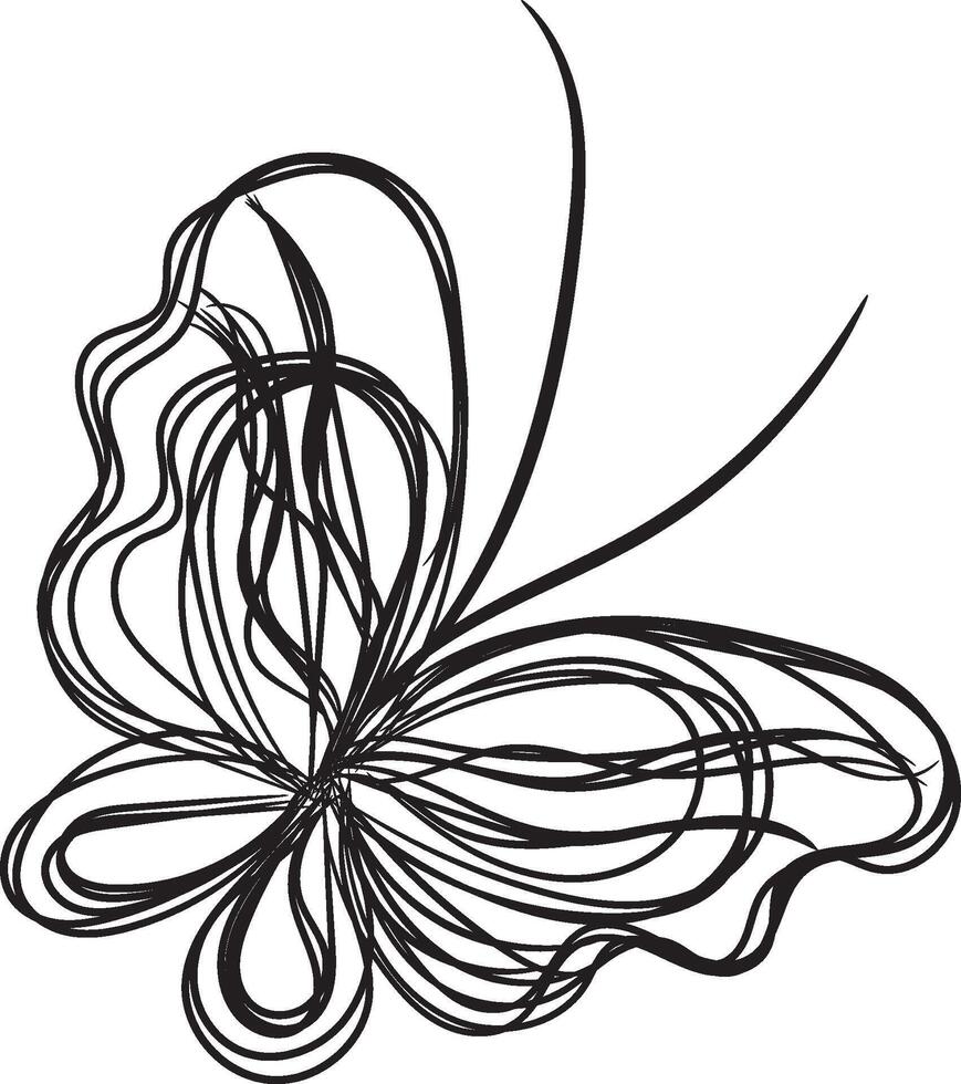 Butterfly outline with linear flat details collection vector