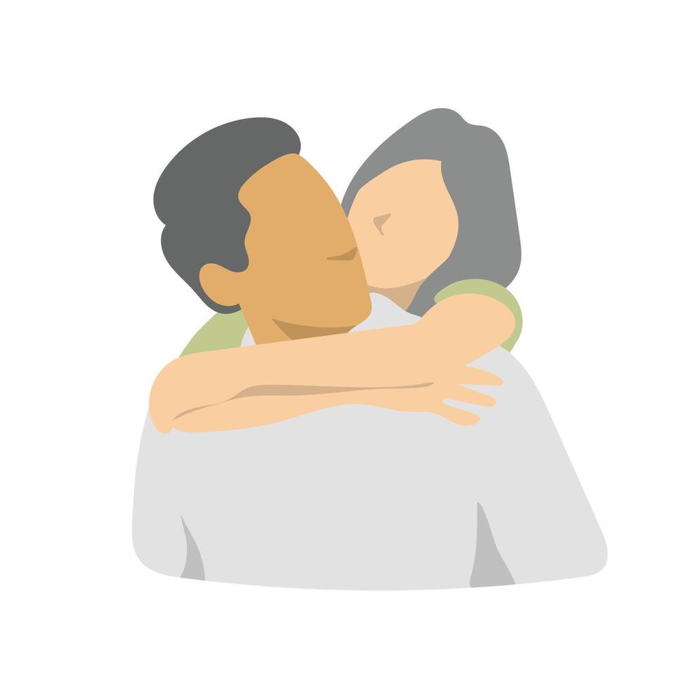 woman holding his boyfriedn from his back illustration isolated on white background vector