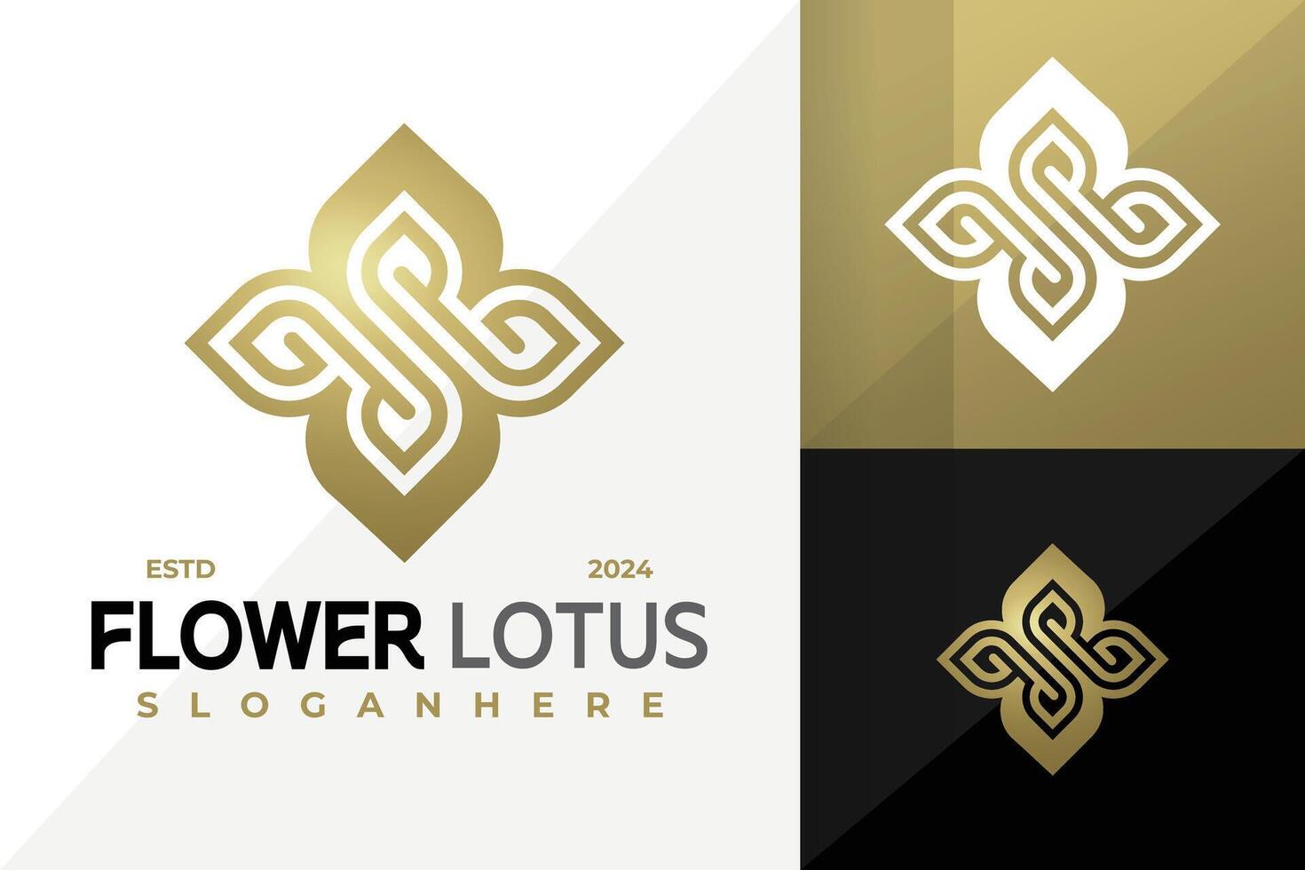 Luxury logo letter S with lotus flower logos design symbol icon illustration vector