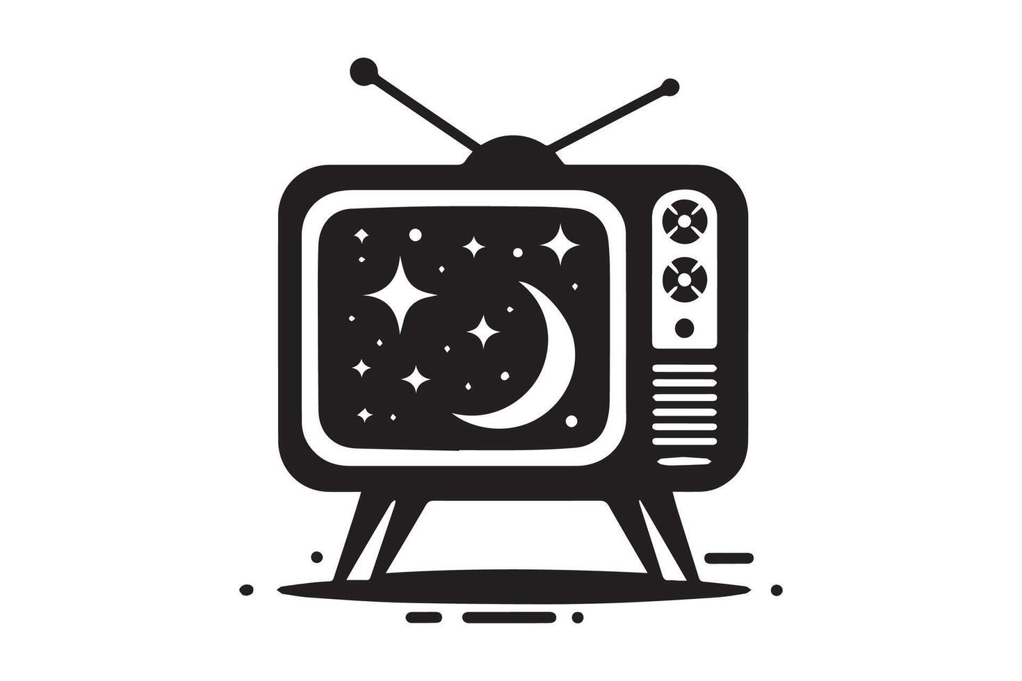 Retro tv with stars and moon icon vector