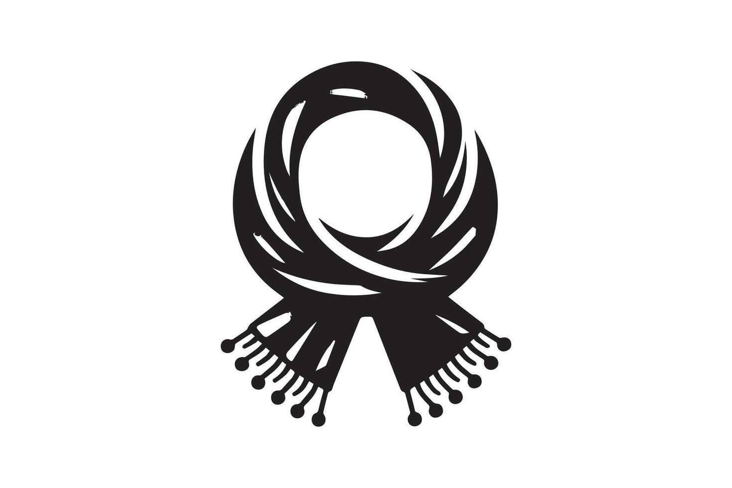 A black and white scarf with fringes vector
