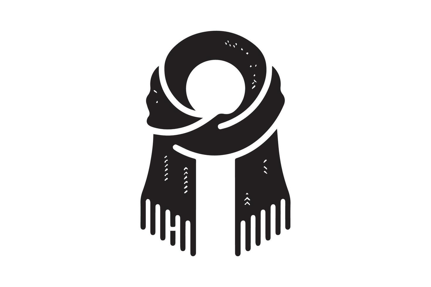 A black and white illustration of a scarf vector