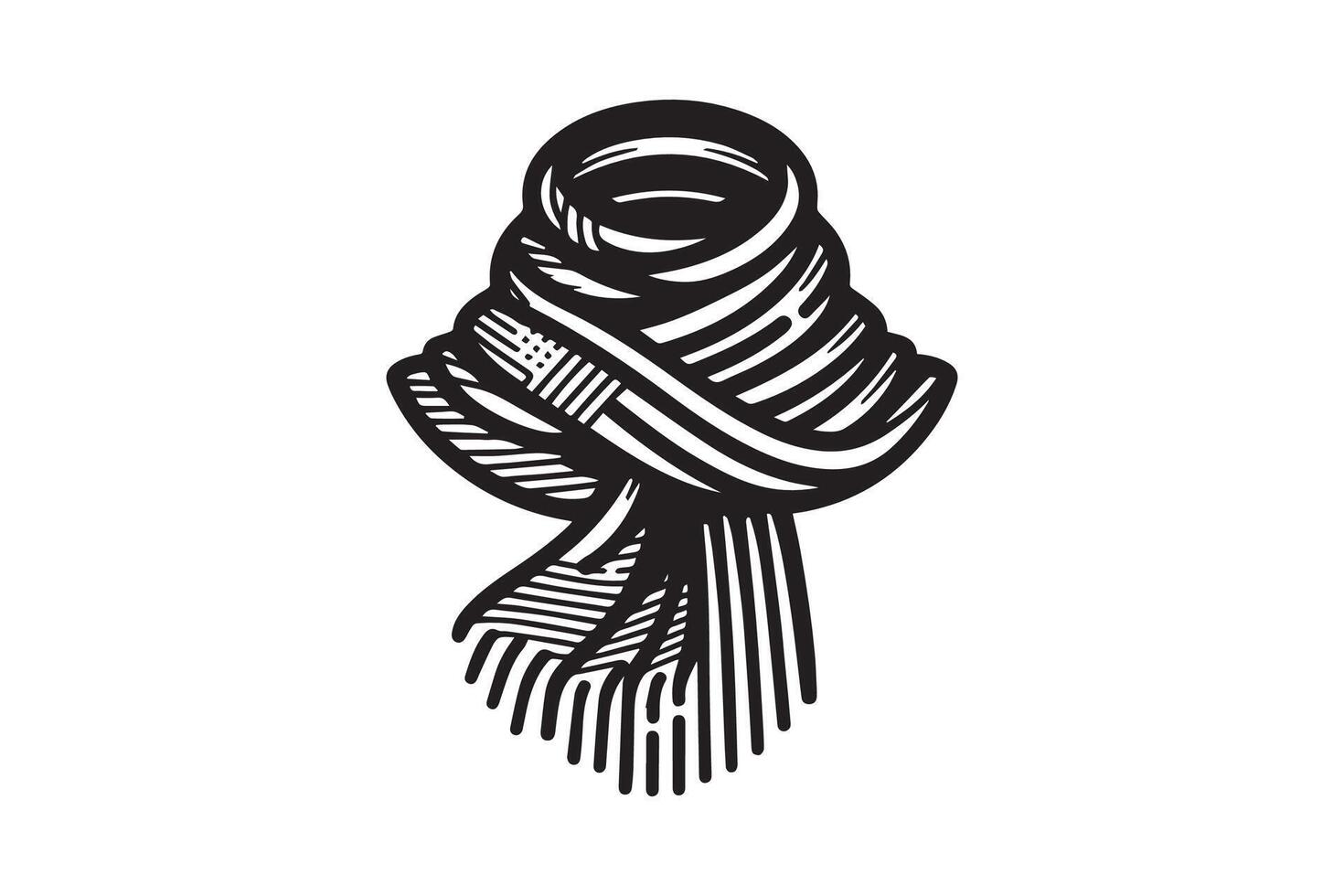 A black and white drawing of a scarf vector