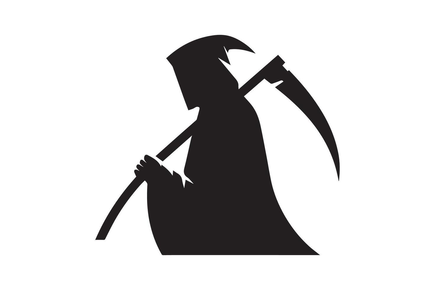 A silhouette of a grim reaper holding a scythe vector