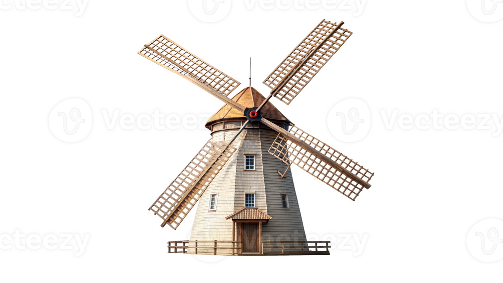 Wooden windmill isolated on transparent background png