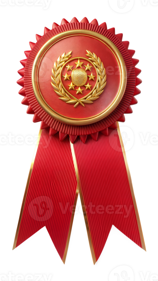 Red award ribbon isolated on transparent background png