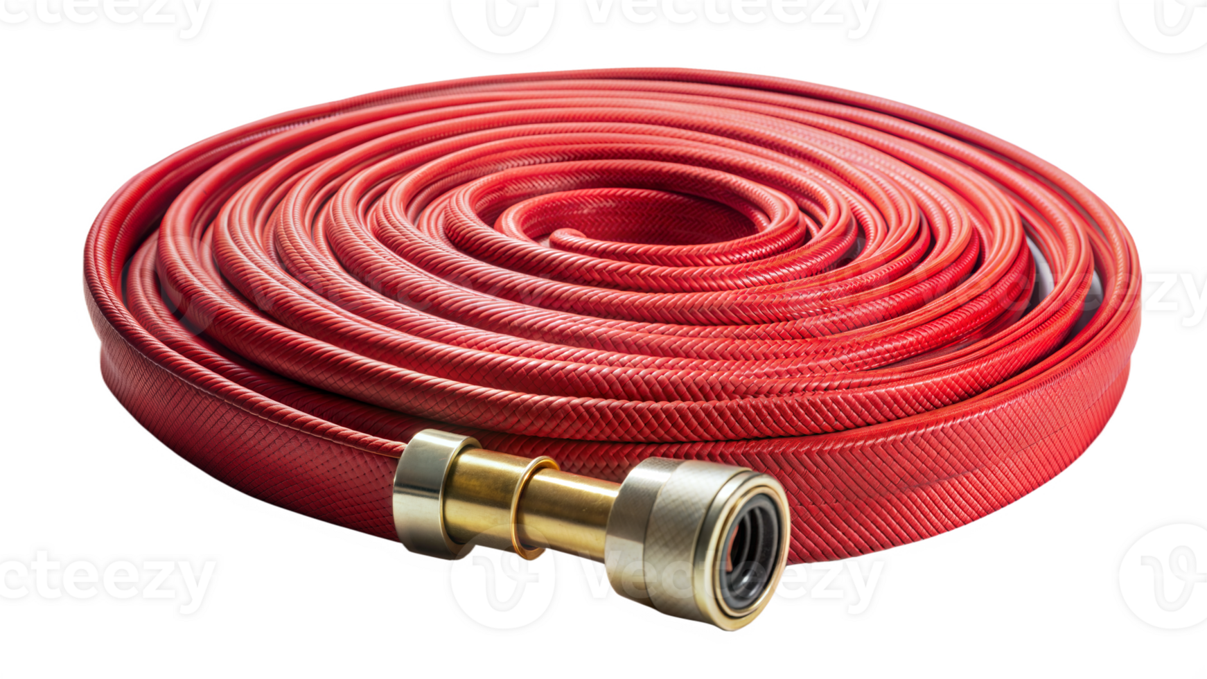 Red fire hose coiled isolated on transparent background png