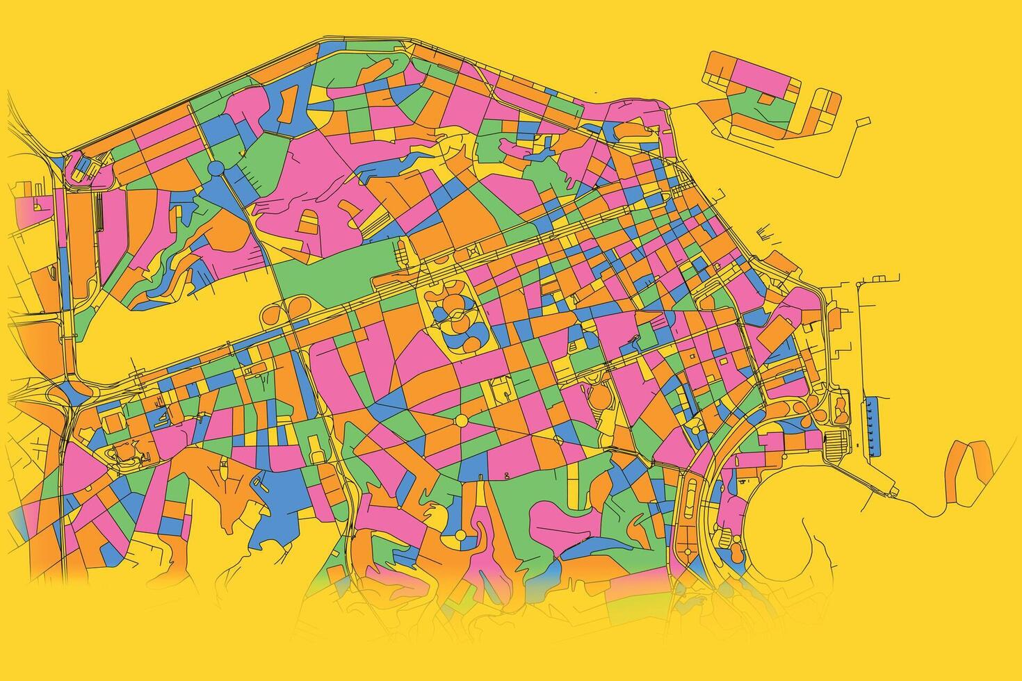 Rio De Janeiro, Brazil,city centre,accurate map,Urban detail Streets Roads color Map vector
