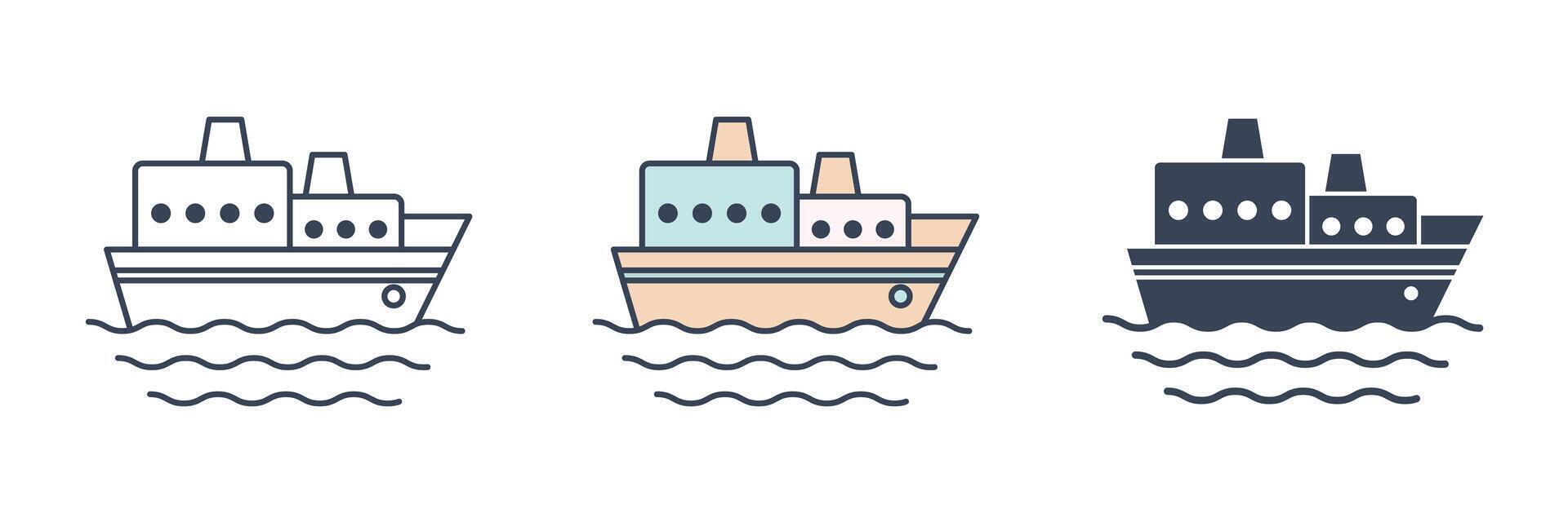 Ferry, Boat, sail, sailing, ship, yacht icon symbol illustration isolated on white background vector