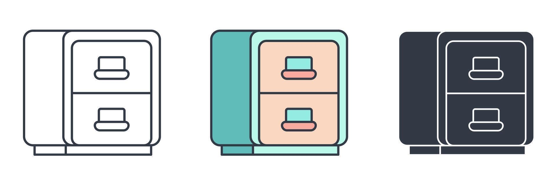 Filing cabinet icon symbol illustration isolated on white background vector