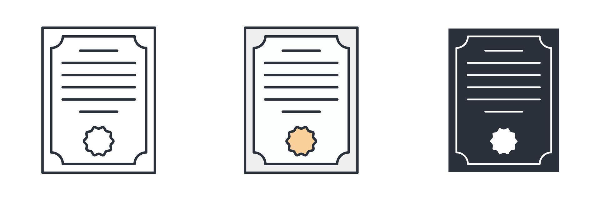 Stock certificate icon symbol illustration isolated on white background vector