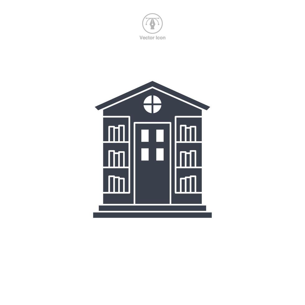 Library building icon symbol illustration isolated on white background vector
