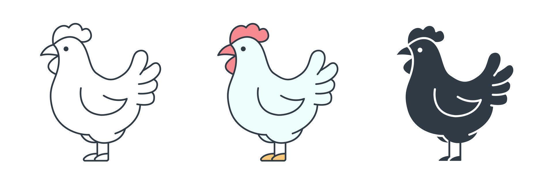 Chicken icon symbol illustration isolated on white background vector