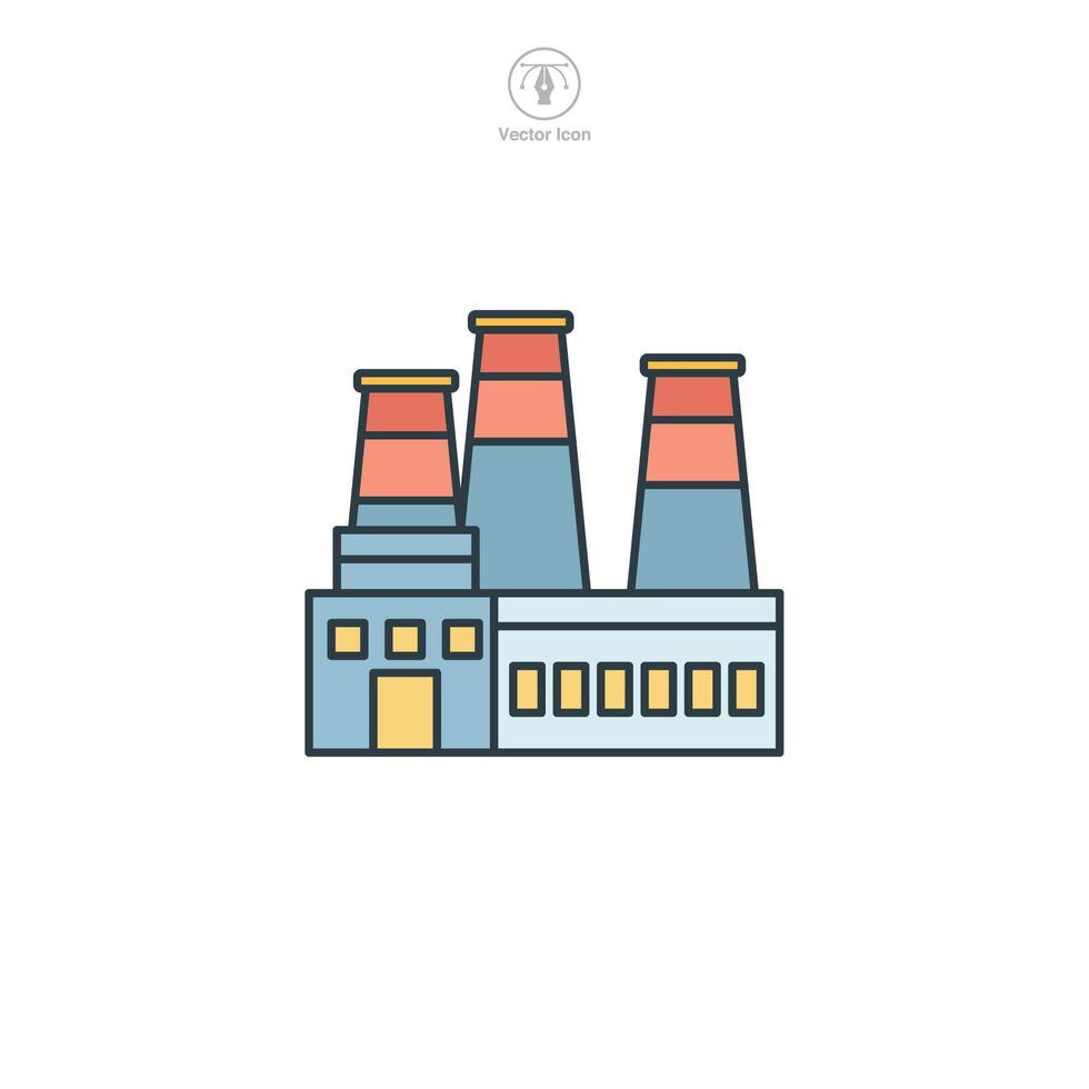 Factory with Smokestacks icon symbol illustration isolated on white background vector