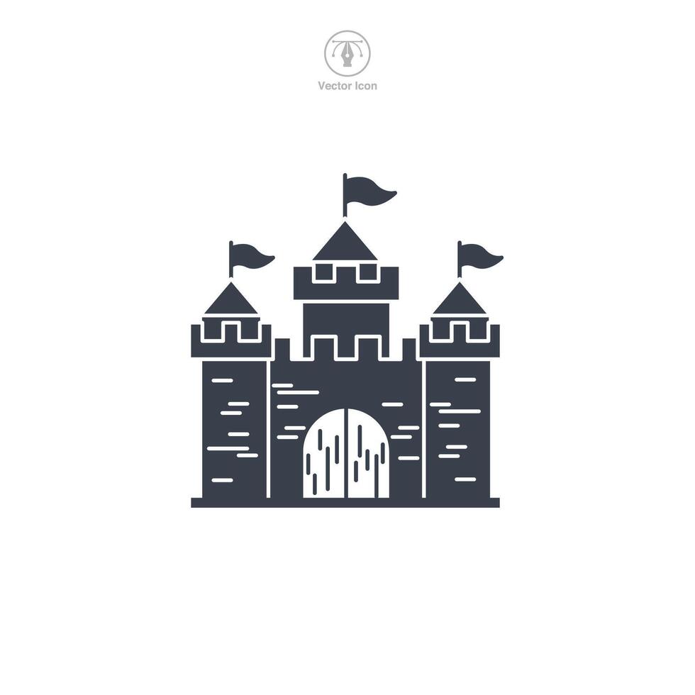 Castle building icon symbol illustration isolated on white background vector