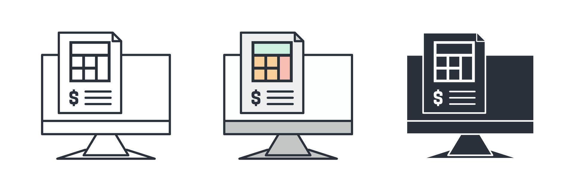 Accounting software icon symbol illustration isolated on white background vector