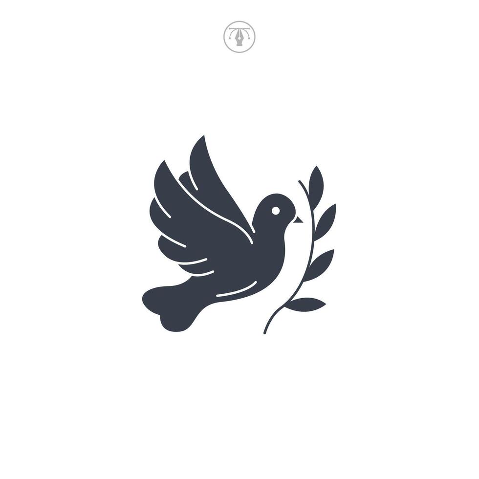 Dove with Olive Branch icon symbol logo illustration isolated on white background vector